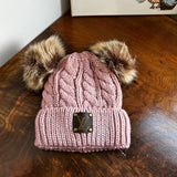 Toddler/Child Double Pom Beanie Hat - Fleece Lined