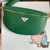 Green Leather Prada Tag Sling/Fanny Pack Bag (larger)