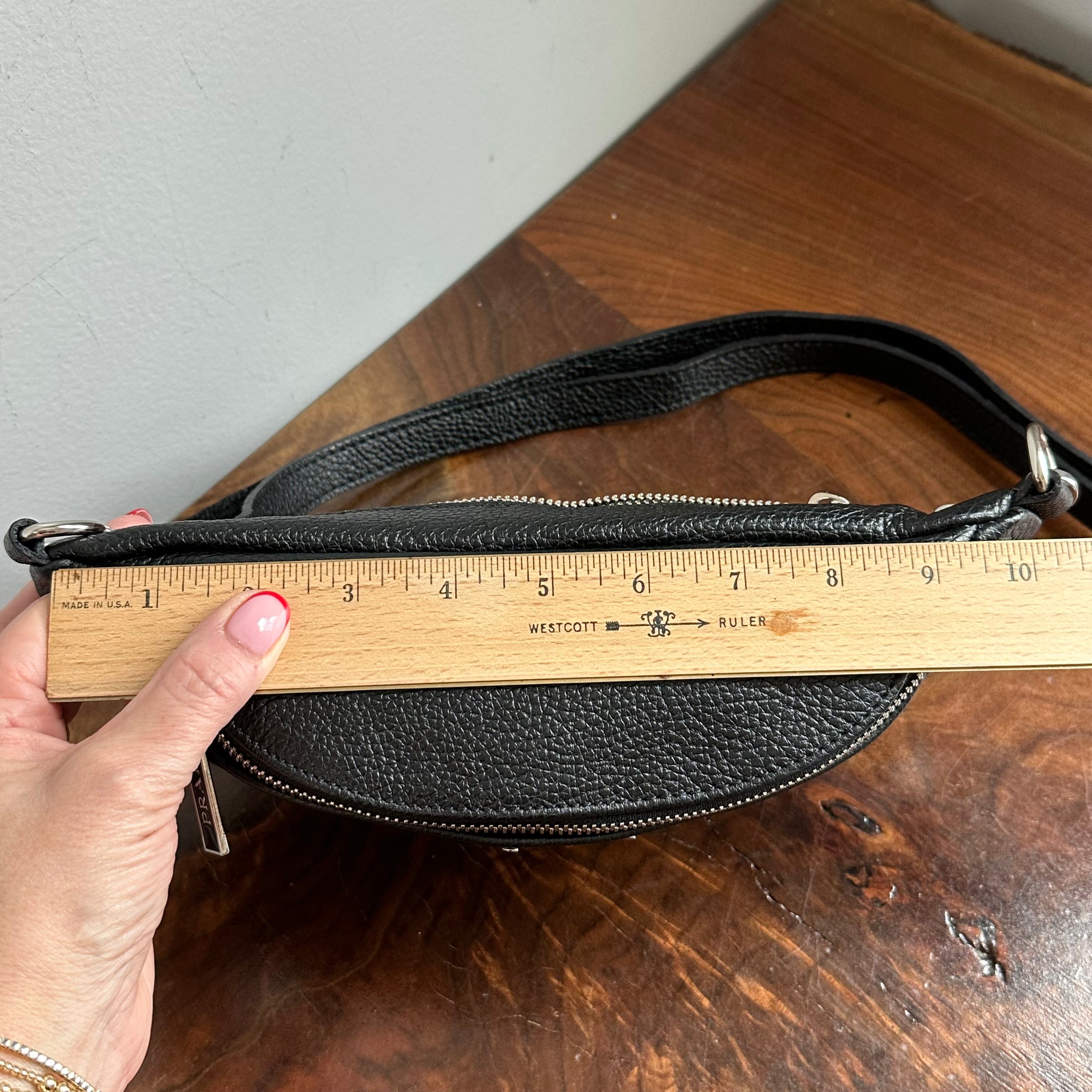 Black Leather Prada Tag Sling/Fanny Pack Bag (smaller)