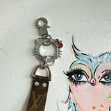 Hello Kitty!! Blingy Upcycled Louis Vuitton Key Chain