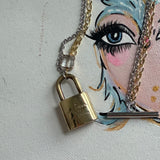 The Big 313 - Key to My Heart Necklace - Upcycled LV Padlock on Gold/Silver Chains