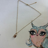 LV Lock Charm on Gold-Filled Paperclip Chain Necklace