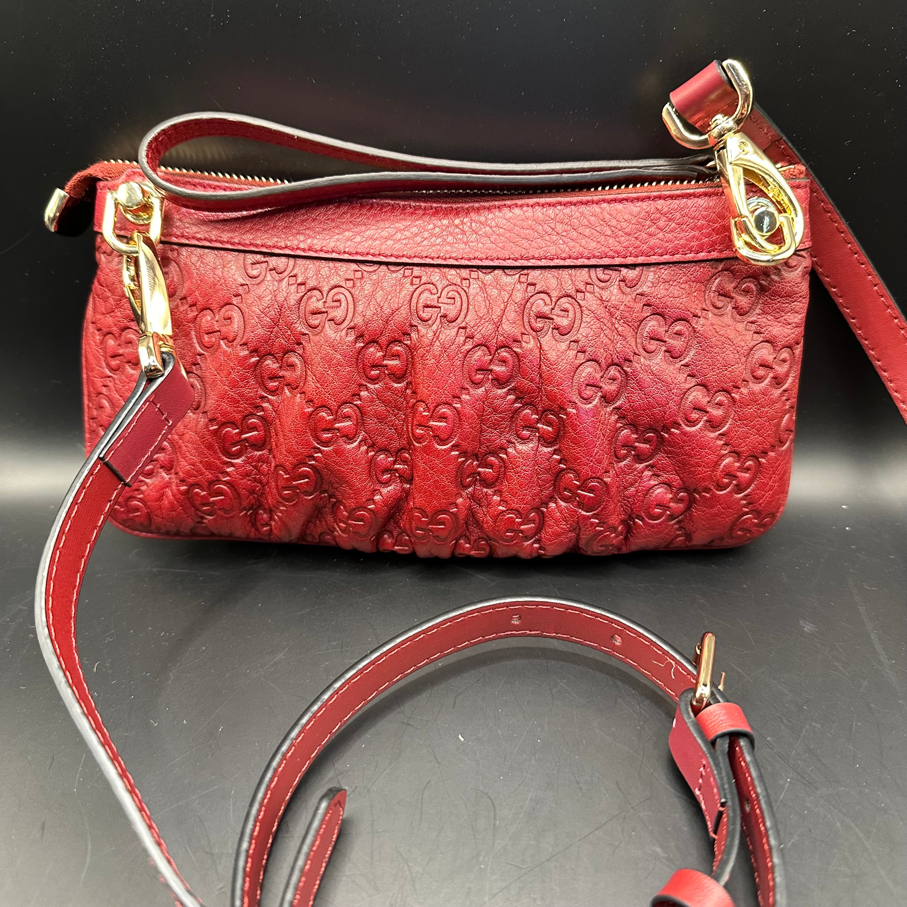 The Junco Crossbody - Gucci Guccisima Leather in Deep Red
