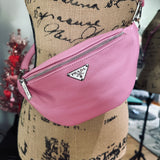 Pink Leather Prada Tag Sling/Fanny Pack Bag