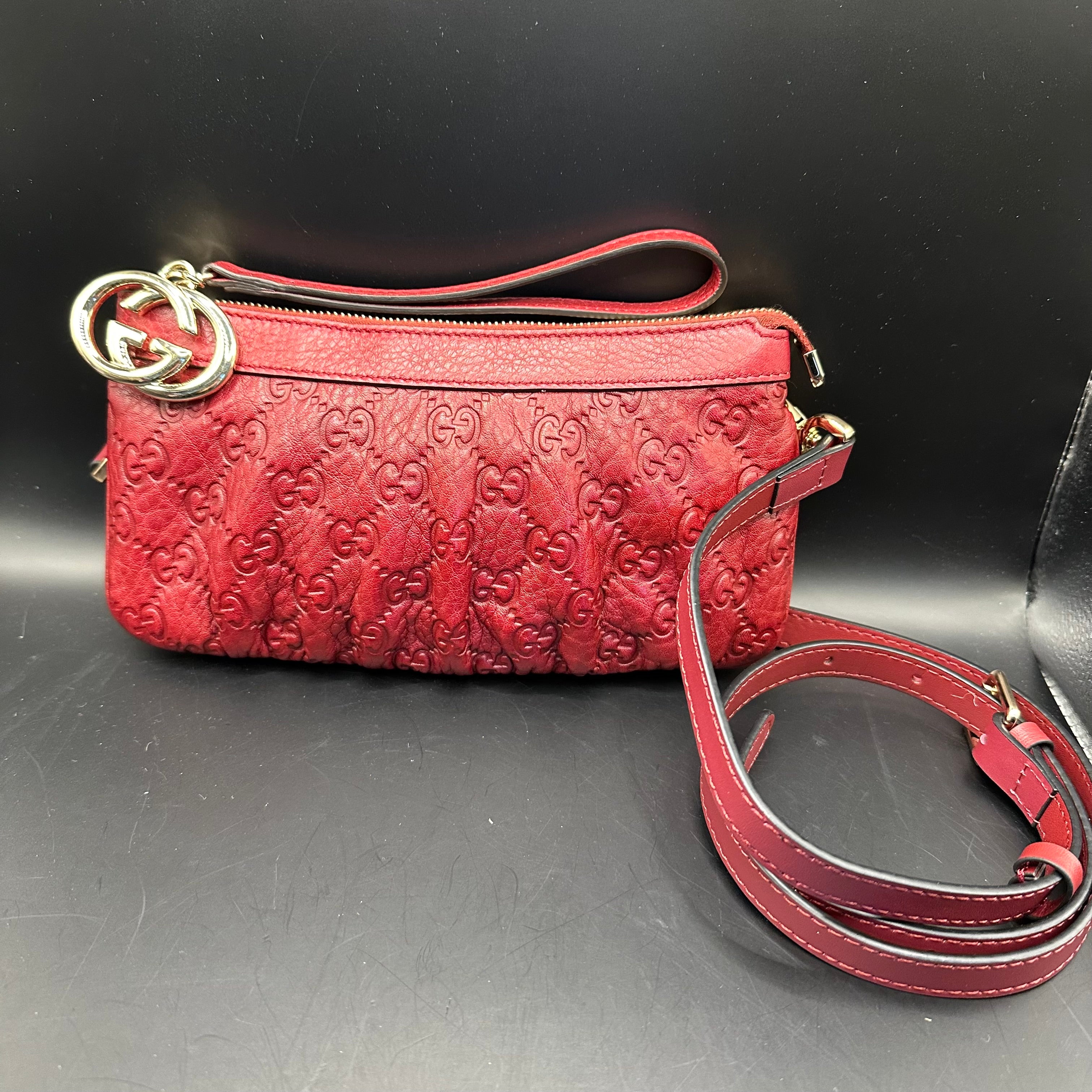 The Junco Crossbody - Gucci Guccisima Leather in Deep Red