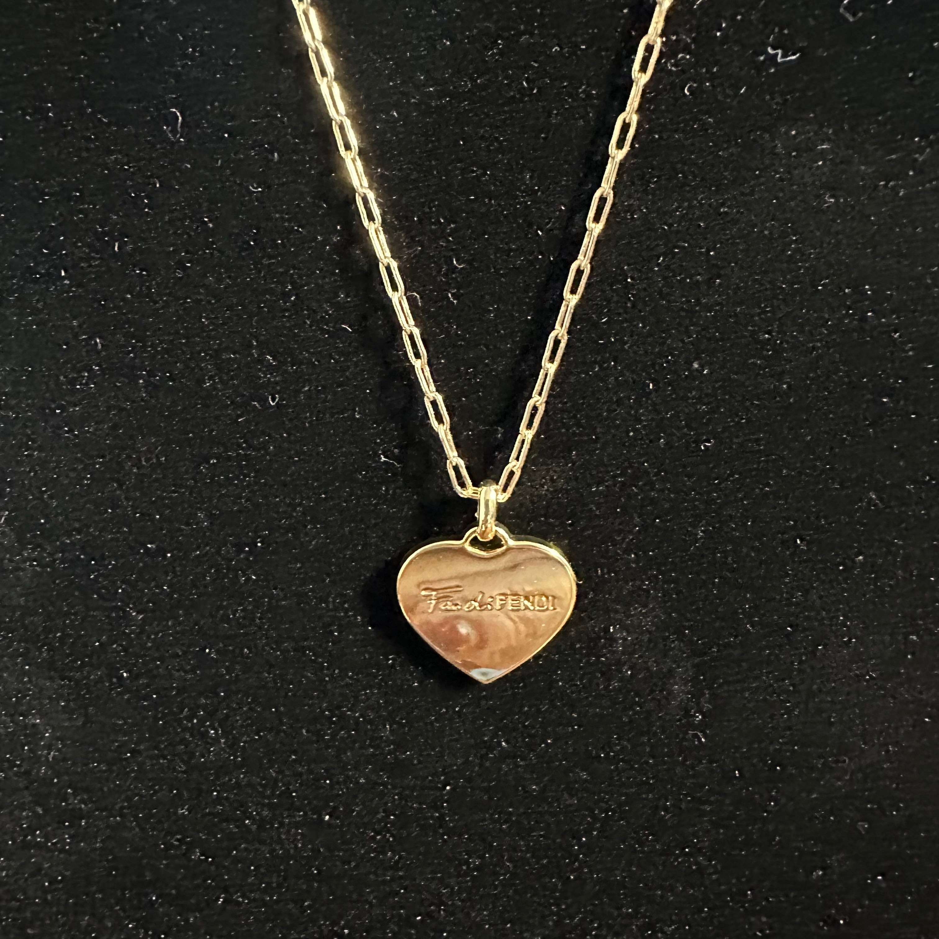 Upcycled Fendi Charm Heart Necklace