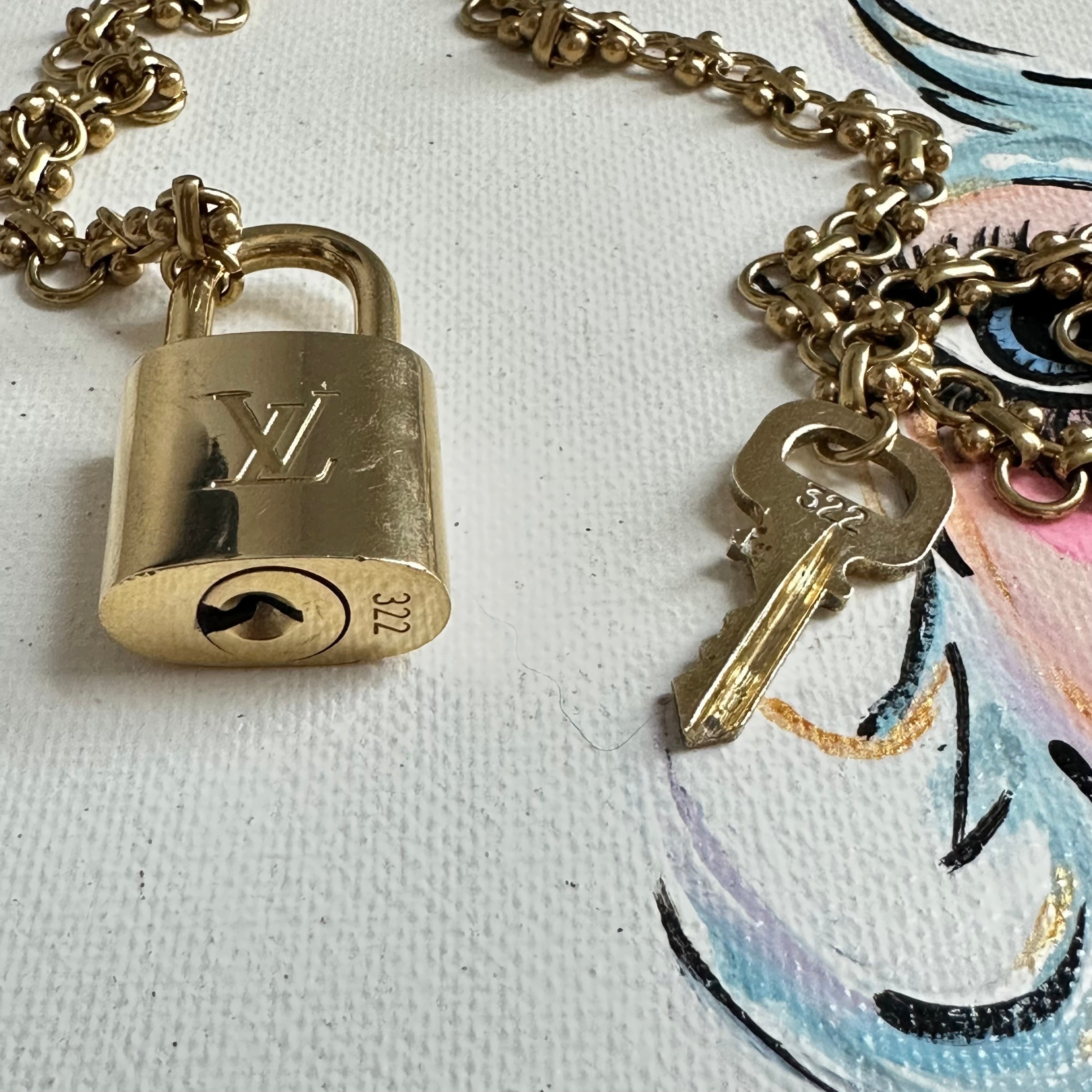 Key to My Heart Necklace - Upcycled LV Padlock on Brass Chain