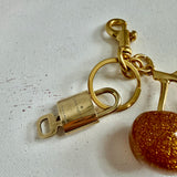Golden Cherry Bag Charm/Keychain with Authentic LV Padlock