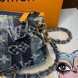 The Mini Falcon - Vintage LV in Blue Denim