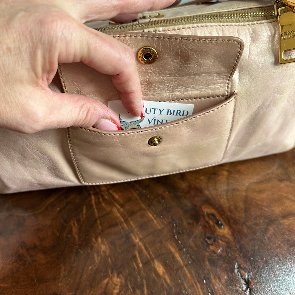 The Junco Shoulder Bag - Vintage Prada in Beige Pink Leather