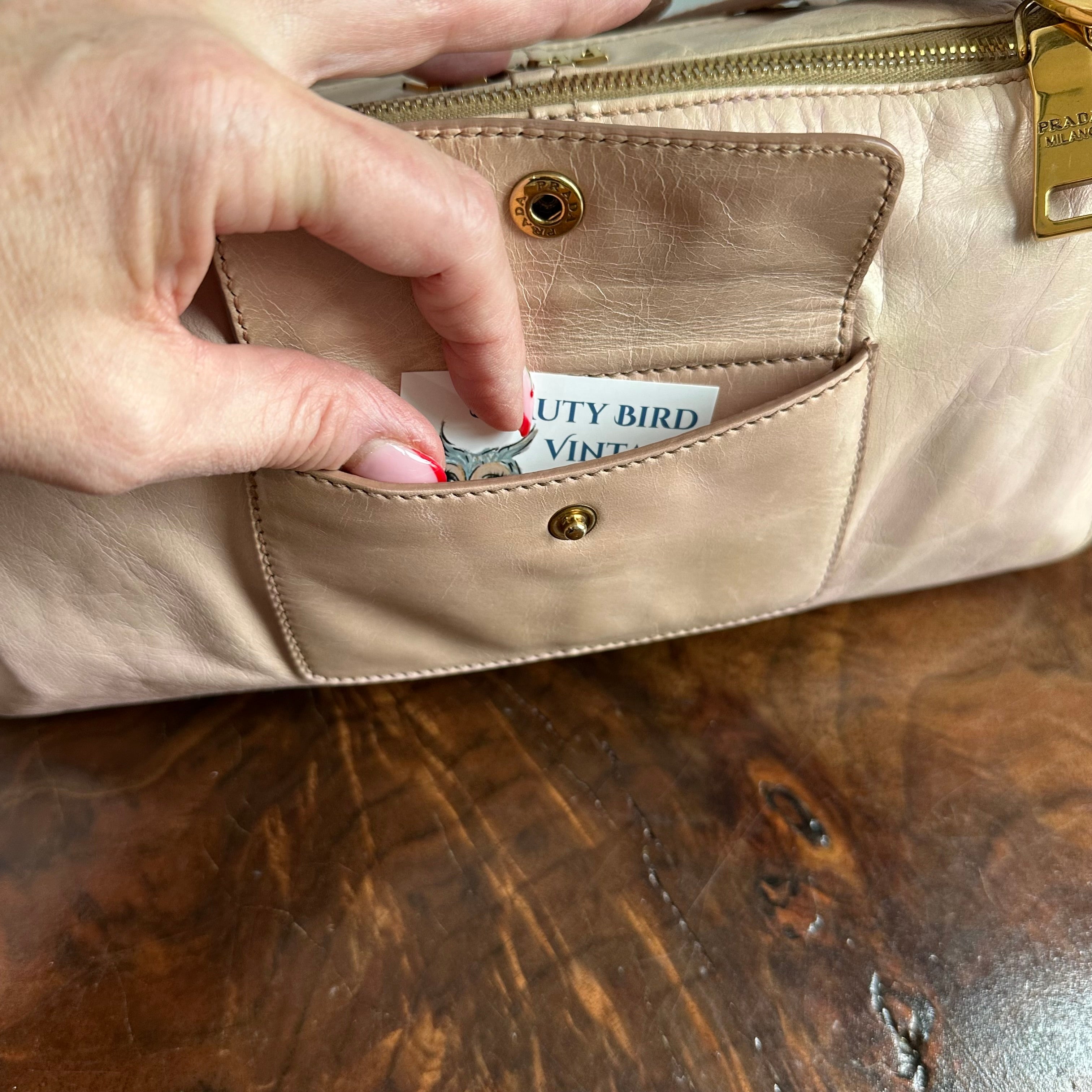 The Junco Shoulder Bag - Vintage Prada in Beige Pink Leather