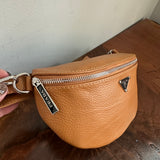 Camel Leather Prada Tag Sling/Fanny Pack Bag Silver (larger)