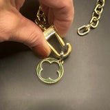 Repurposed LV Keychain Clasp with Quatrefoil Charm Necklace