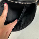 Black Leather Prada Tag Sling/Fanny Pack Bag