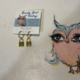 Upcycled LV Lock Charm Hoop Earrings with Posts