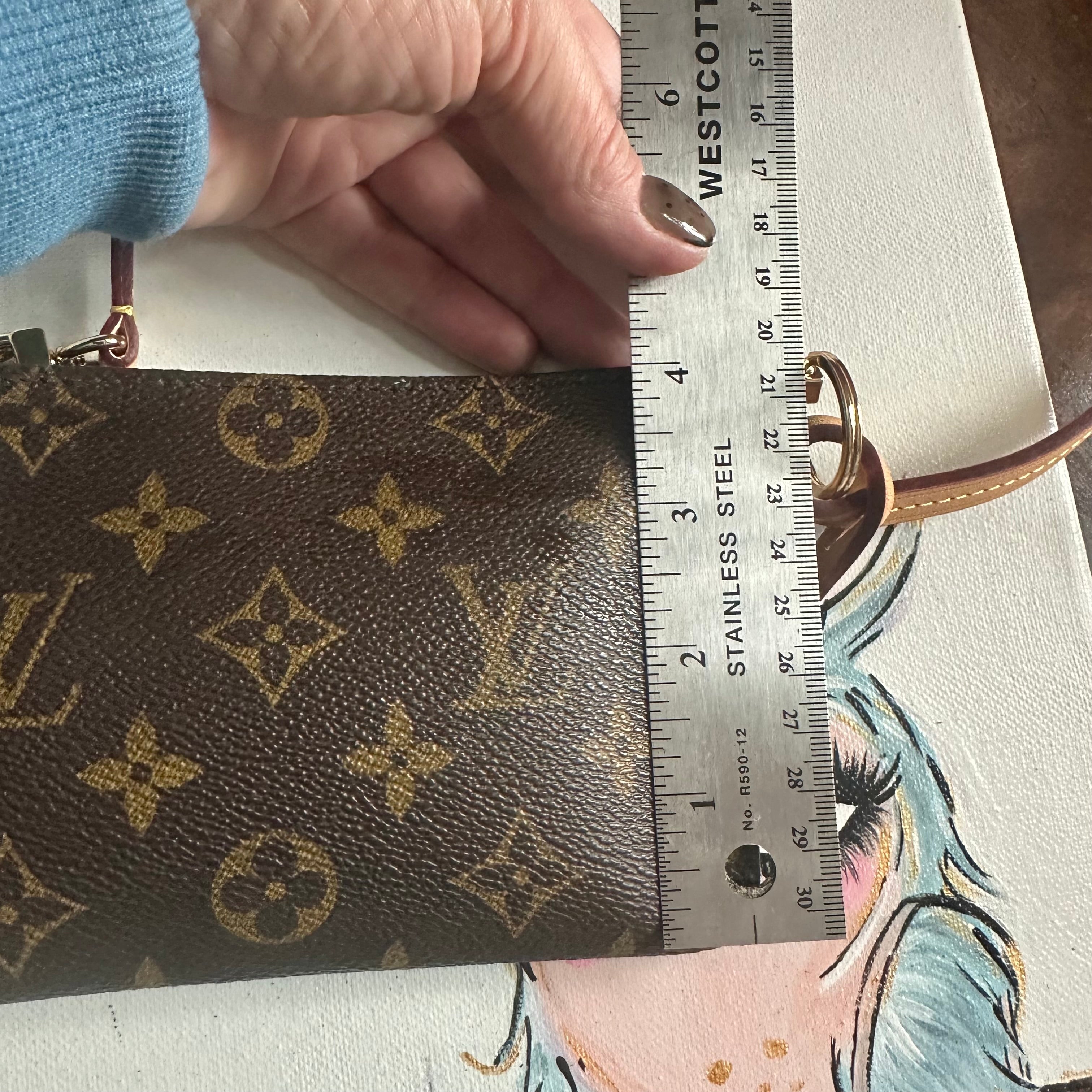 The Junco - Upcycled LV Monogram Wristlet in Vachetta