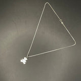 Silver LV Bear Charm on Sterling Box Chain Necklace