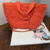 The Crossbody Tote Bag - Raffia Dior in Red/Orange