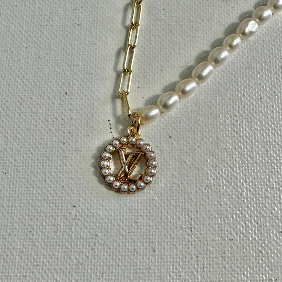 Repurposed Round Logo LV Lock Necklace – Moonstock Jewelry