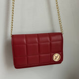 Button Bag - Deep Red Phone Crossbody with LV Button