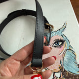 Black Leather Crossbody Strap - 0.7 inch wide