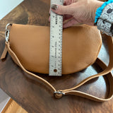 Camel Leather Prada Tag Sling/Fanny Pack Bag Silver (larger)