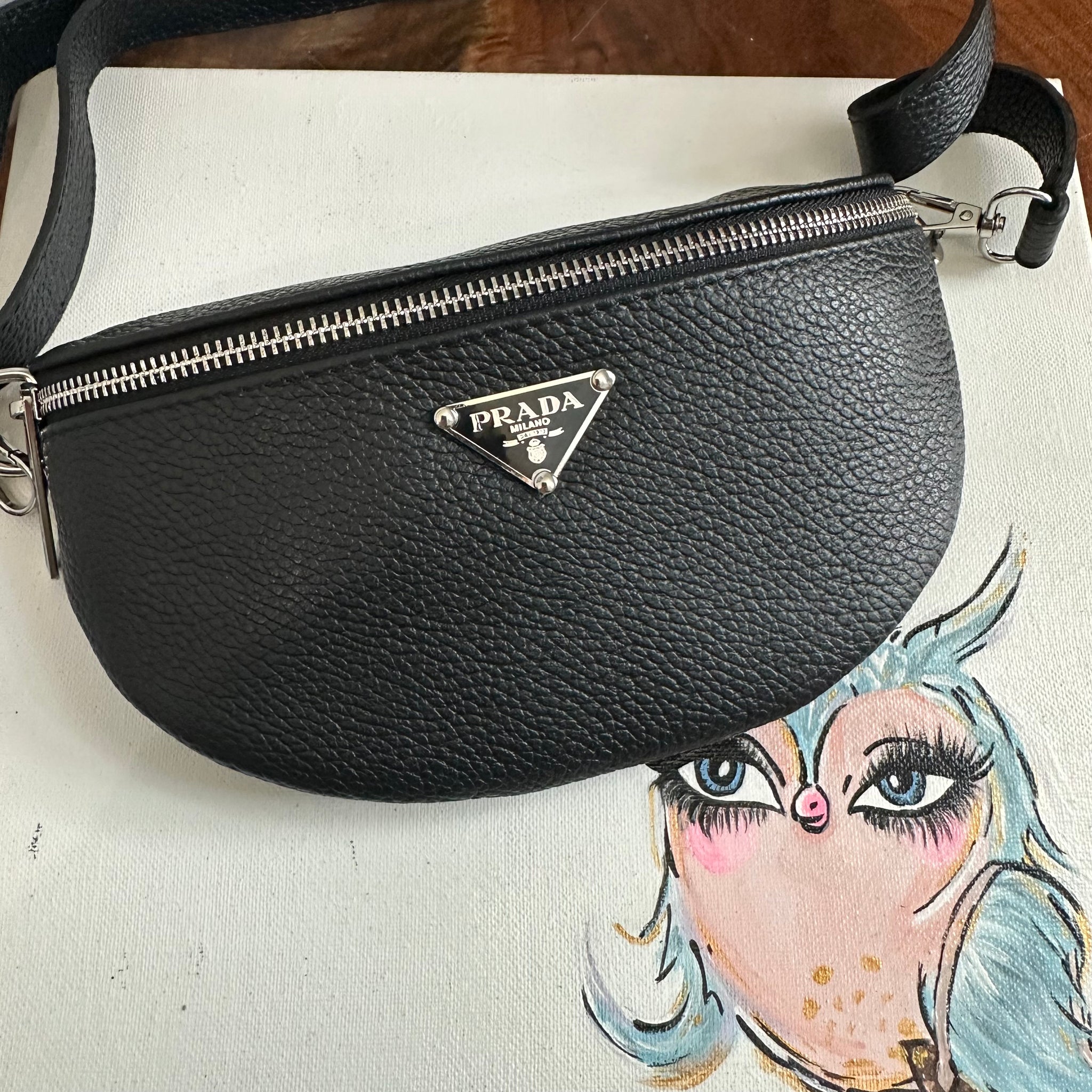 Prada Black and Silver Belt Bag Black Re-nylon And Saffiano Leather Belt Bag | PRADA main image 3