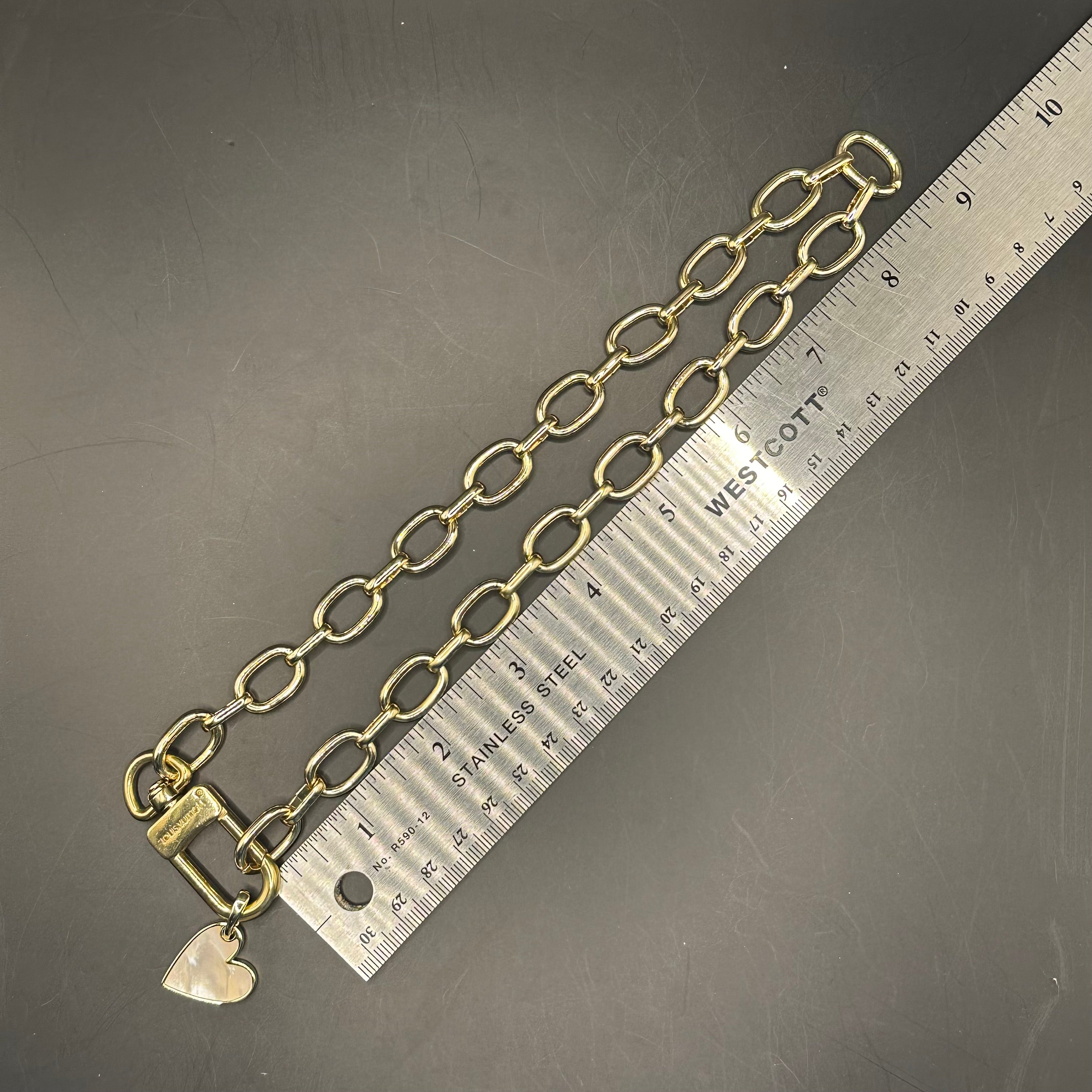 Repurposed LV Keychain Clasp with Pearl Charm Necklace