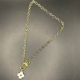 Upcycled LV Clasp with Charm on Gold-Filled Chain Necklace