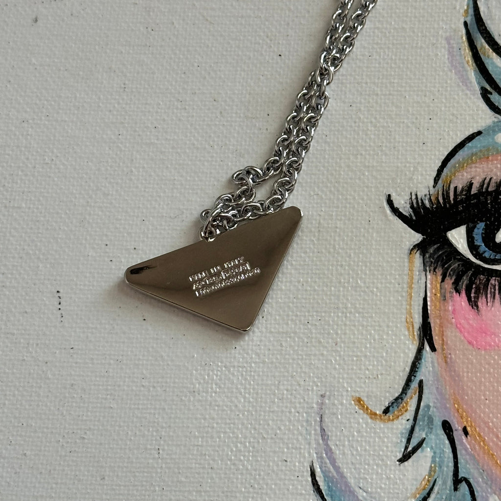 Upcycled Prada Zipper Pull Necklace in Silver