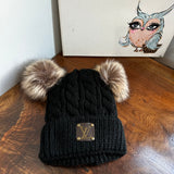 Toddler/Child Double Pom Beanie Hat - Fleece Lined