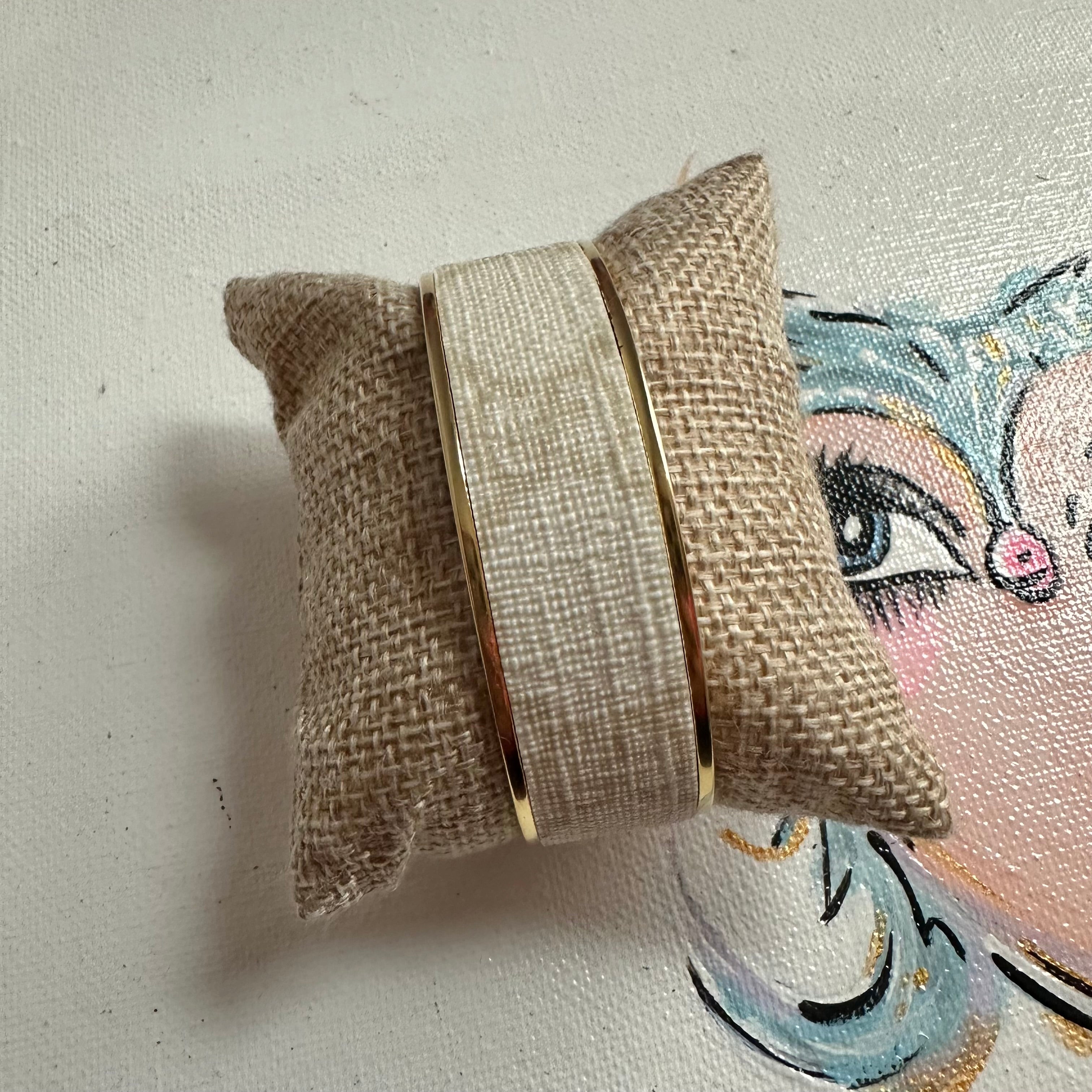 Adjustable Bracelet Cuff in Upcycled Cream GG