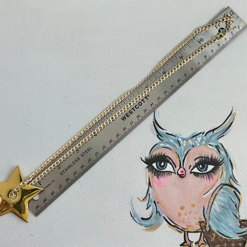 Gold Star Dior Pendant on Gold-Filled Cuban Chain Necklace