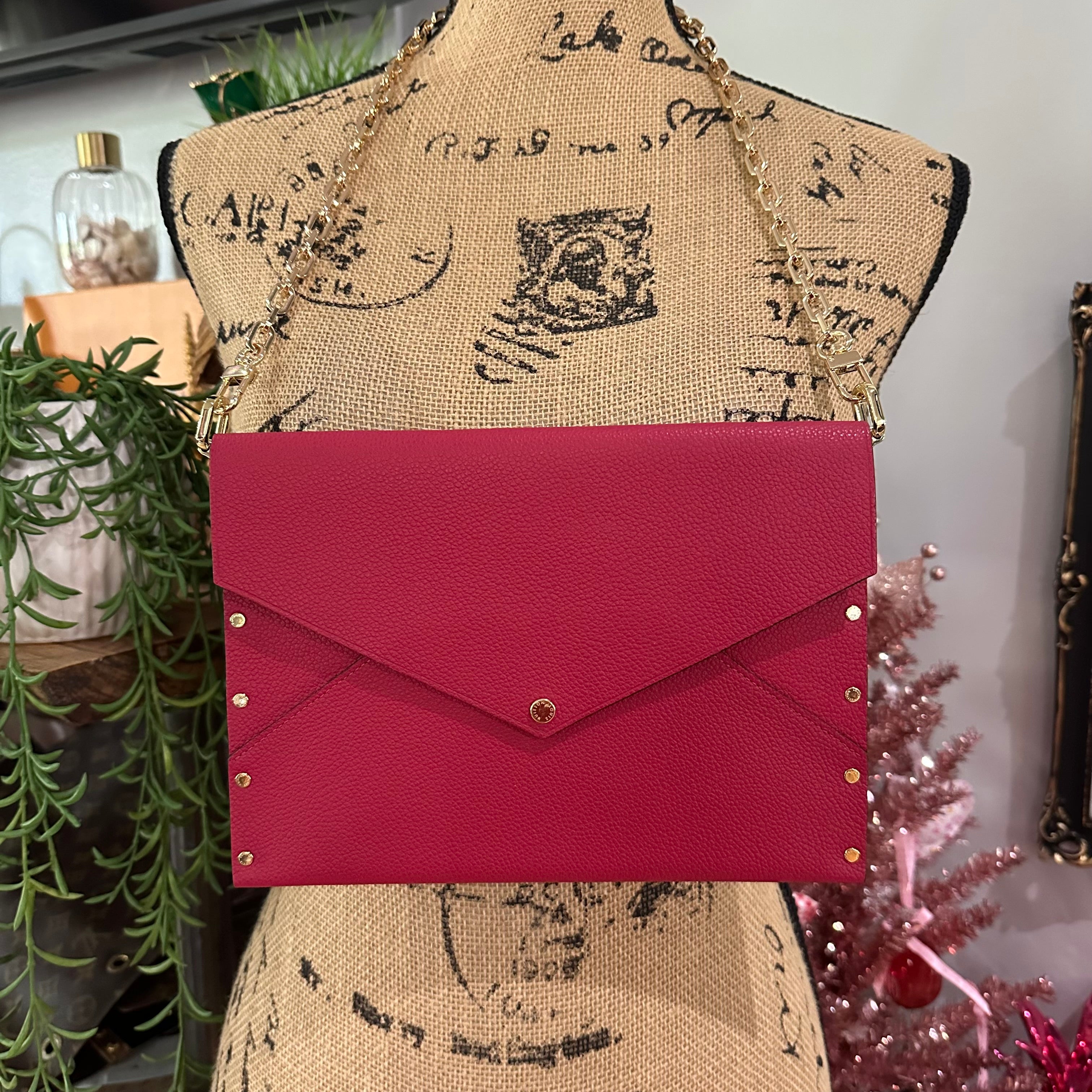 The Pelican Shoulder Bag - Upcycled Louis Vuitton Envelope Bag in Red