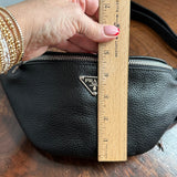 Black Leather Prada Tag Sling/Fanny Pack Bag