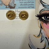 Upcycled Gold Gucci GG Button Earring Studs