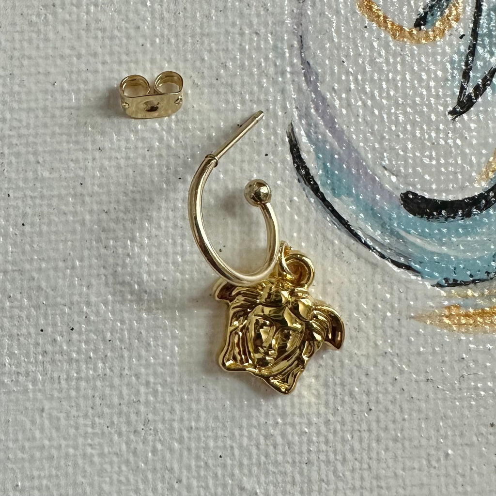 Upcycled Gold Versace Medusa Earrings
