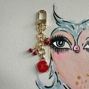 Upcycled LV Bag Charm Set in Red Cherry/Strawberry