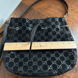 The Peacock Crossbody - Vintage Suede GG in Black
