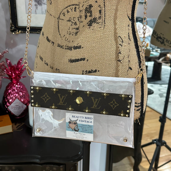 Upcycled Monogram LV on Take Me Out to the Ball Game Clear Crossbody Stadium Bag - Larger