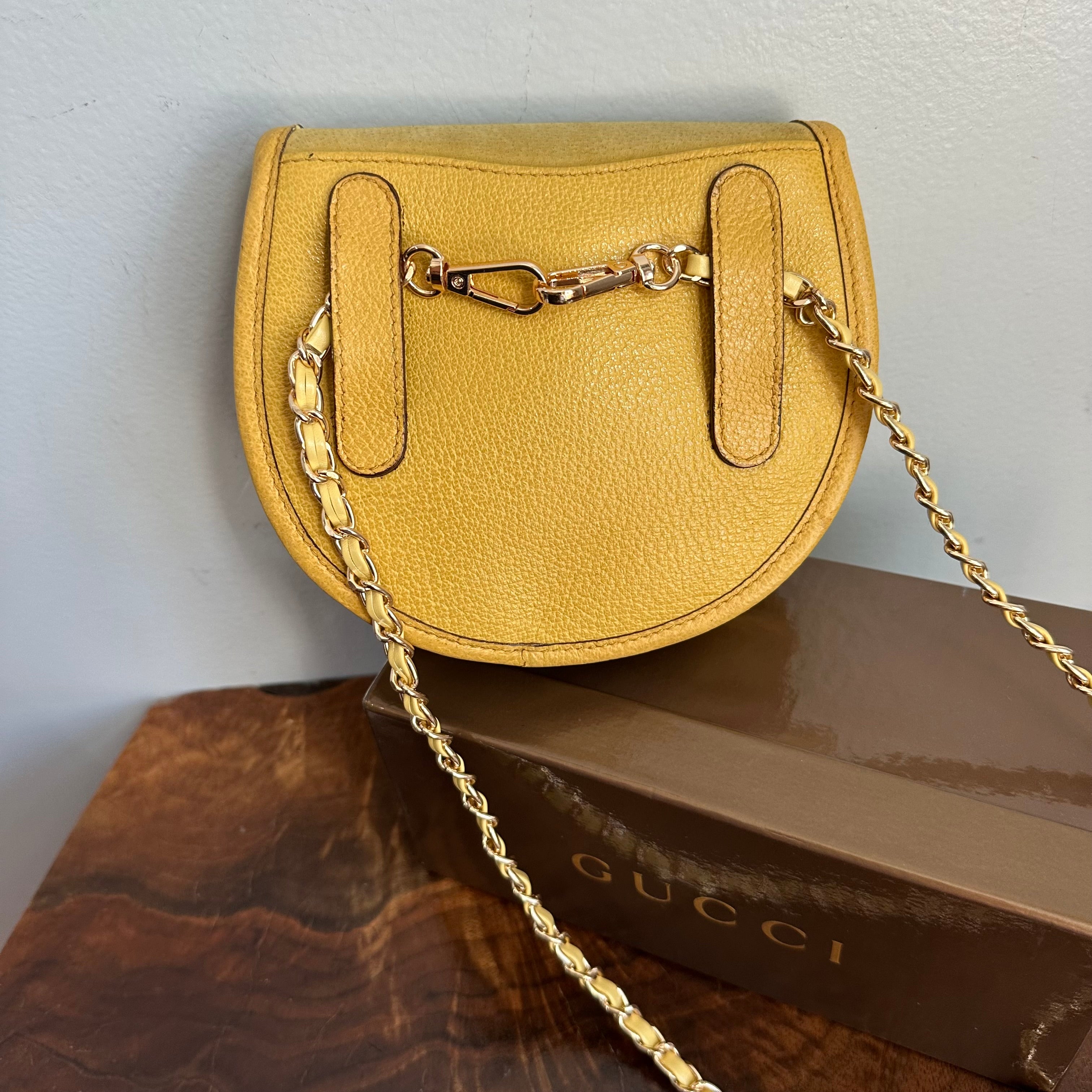 The Junco Crossbody/Belt Bag - Vintage Gucci Horsebit in Yellow Suede
