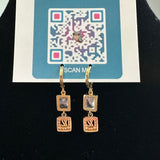 Upcycled Blingy LV Charm Earrings