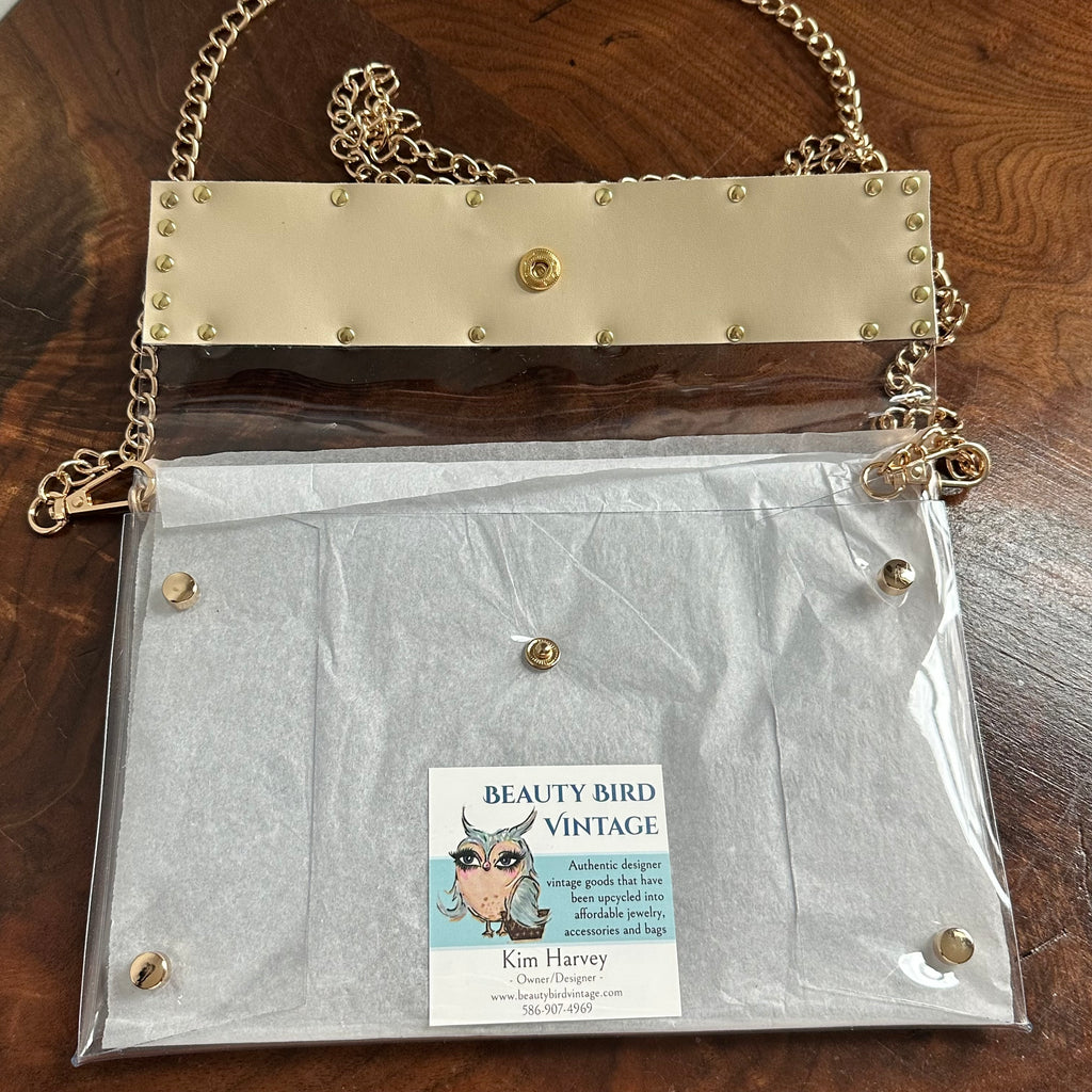 Upcycled Monogram LV on Take Me Out to the Ball Game Clear Crossbody Stadium Bag - Larger