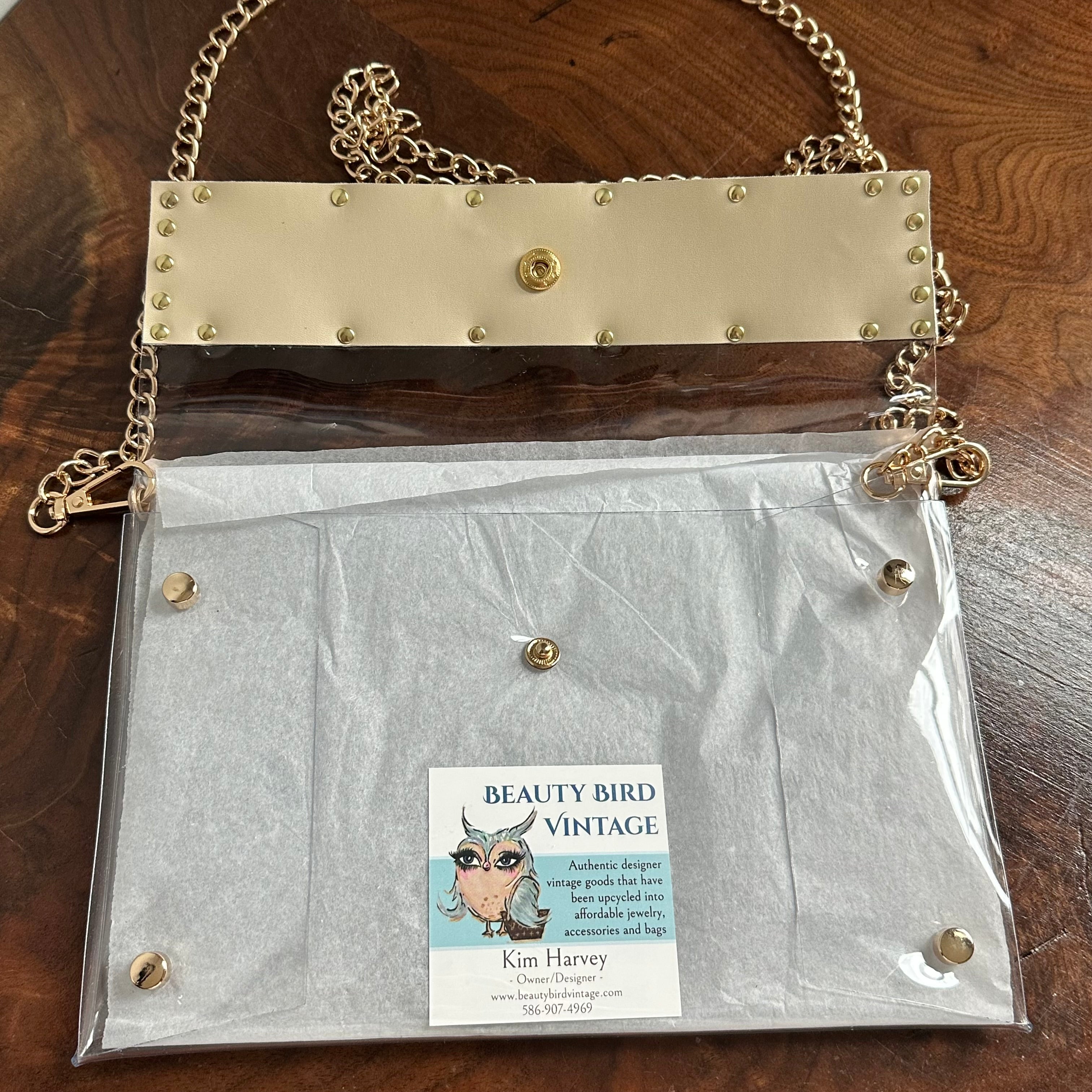 Upcycled Monogram LV on Take Me Out to the Ball Game Clear Crossbody Stadium Bag - Larger