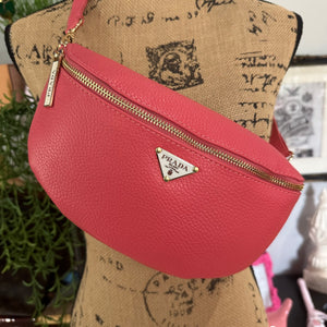 Bubblegum Pink Leather Prada Tag Sling/Fanny Pack Bag (larger)
