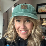 Upcycled LV Patch on Washed Forest Green Hat