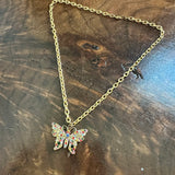 Upcycled Gucci Multicolored Butterfly Charm Necklace