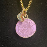Large Purple LV Trunks & Bags with Heart Charm Necklace