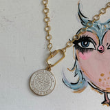 Large White LV Trunks & Bags Pendant on Gold-Filled Necklace