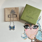 Upcycled Gucci Blue Butterfly Charm Necklace
